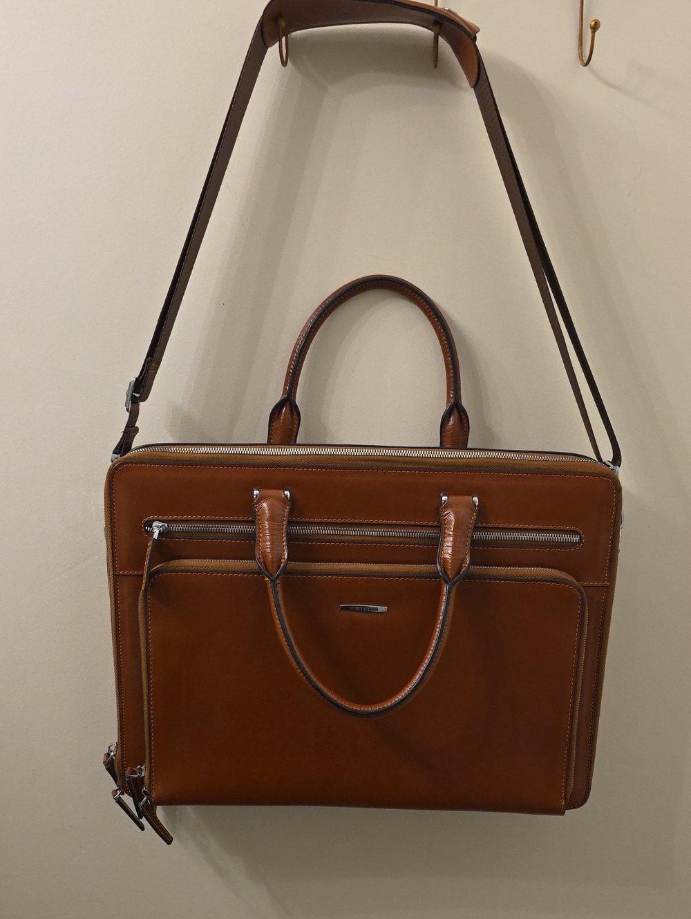 Bostanten Men's Leather Briefcase - Brown